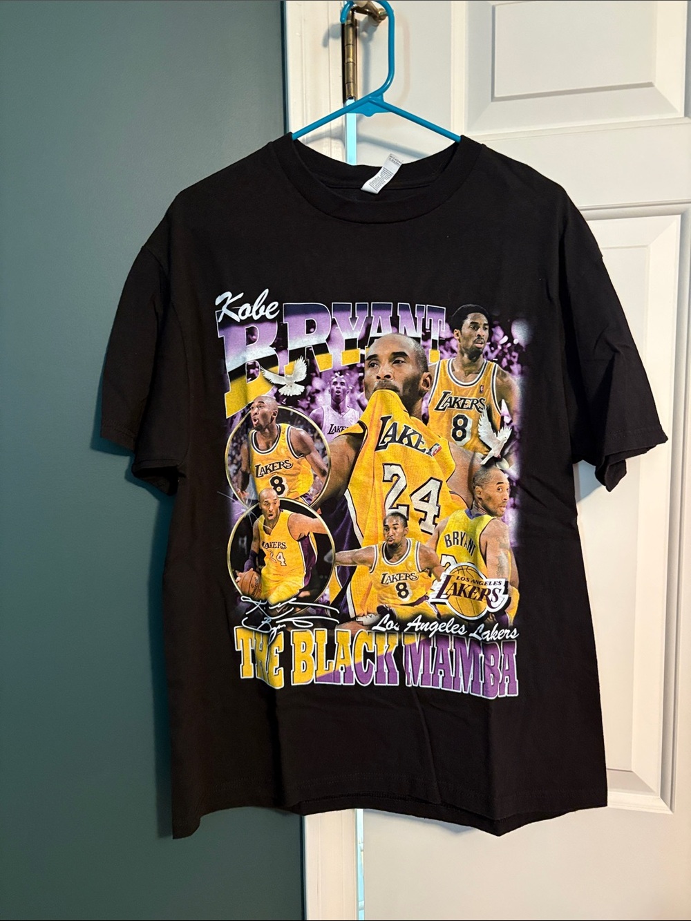 American Apparel Black Kobe Bryant Lakers Graphic Tee (Yellow, Purple)